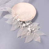 Silver Wedding Hair Accessories with Simulated Pearls & Lace Yarn