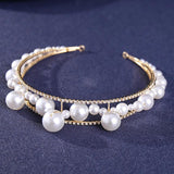 Big Pearls Wedding Hairbands Silver Rhinestone Headbands Bridal Women Hair Acces