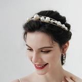 Big Pearls Wedding Hairbands Silver Rhinestone Headbands Bridal Women Hair Acces