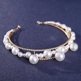 Big Pearls Wedding Hairbands Silver Rhinestone Headbands Bridal Women Hair Acces