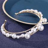 Big Pearls Wedding Hairbands Silver Rhinestone Headbands Bridal Women Hair Acces