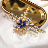 Silver Pearl Crystal Flower Leaves Hair Combs Wedding Hair Accessories Party