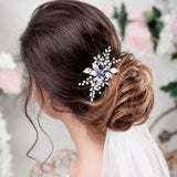 Silver Pearl Crystal Flower Leaves Hair Combs Wedding Hair Accessories Party