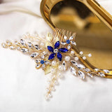 Silver Pearl Crystal Flower Leaves Hair Combs Wedding Hair Accessories Party