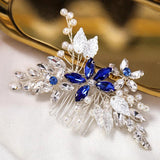Silver Pearl Crystal Flower Leaves Hair Combs Wedding Hair Accessories Party