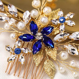 Silver Pearl Crystal Flower Leaves Hair Combs Wedding Hair Accessories Party