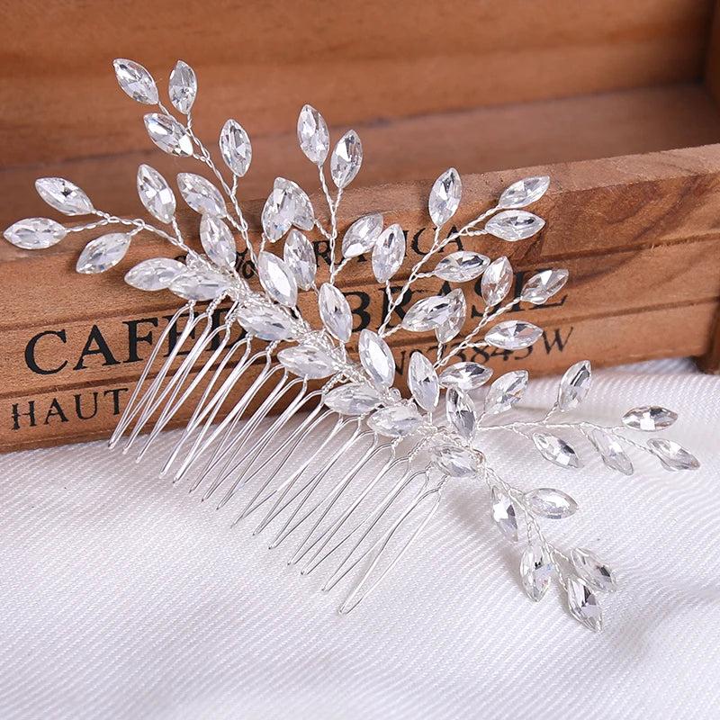 Silver Crystal Hair Comb Wedding Ornament Full Rhinestone Hair Jewelry