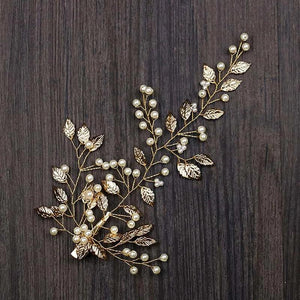 Vintage Golden Leaf Wedding Hair Clip Headband Comb Crystal Bridal Headpiece
