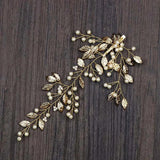 Vintage Golden Leaf Wedding Hair Clip Headband Comb Crystal Bridal Headpiece