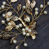 Vintage Golden Leaf Wedding Hair Clip Headband Comb Crystal Bridal Headpiece
