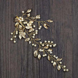 Vintage Golden Leaf Wedding Hair Clip Headband Comb Crystal Bridal Headpiece