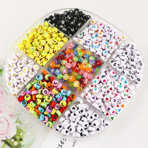 100-500pcs 7x4mm Letter Acrylic Beads for DIY Jewelry Making