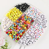 100-500pcs 7x4mm Letter Acrylic Beads for DIY Jewelry Making
