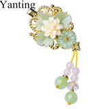 Yanting Glass Glazed Flower Hair Claw Ethnic Hairpin Clip Gift For Women