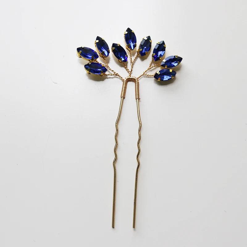 4 PCS Golden Wedding Hair Pins Crystal Bridal Head Ornament
