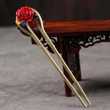 Chinese Wind Lapis Flowers Hairpin, Chalcedony Hair Accessories