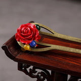Chinese Wind Lapis Flowers Hairpin, Chalcedony Hair Accessories