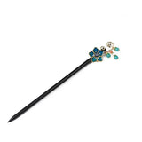 Ebony Wood Hairpin Tassel Cloisonne Hair Jewelry Gingkgo Flowers Headwear