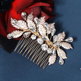 Bridal Wedding Hair Accessory Leaf Hair Comb Rhinestone Headpiece