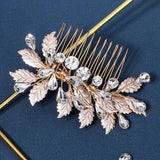 Bridal Wedding Hair Accessory Leaf Hair Comb Rhinestone Headpiece