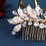 Bridal Wedding Hair Accessory Leaf Hair Comb Rhinestone Headpiece