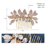 Bridal Wedding Hair Accessory Leaf Hair Comb Rhinestone Headpiece