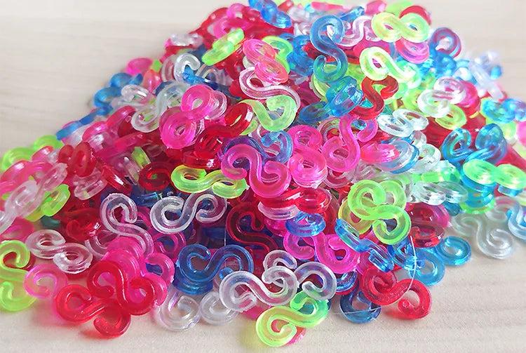 500pcs S Clip Rubber Band Jewelry Lock Hook For DIY Elastic Bracelet Kit