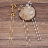 5pcs Chinese Vintage Flower Hair Sticks U-shape Hair Forks Bun Clip