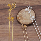5pcs Chinese Vintage Flower Hair Sticks U-shape Hair Forks Bun Clip