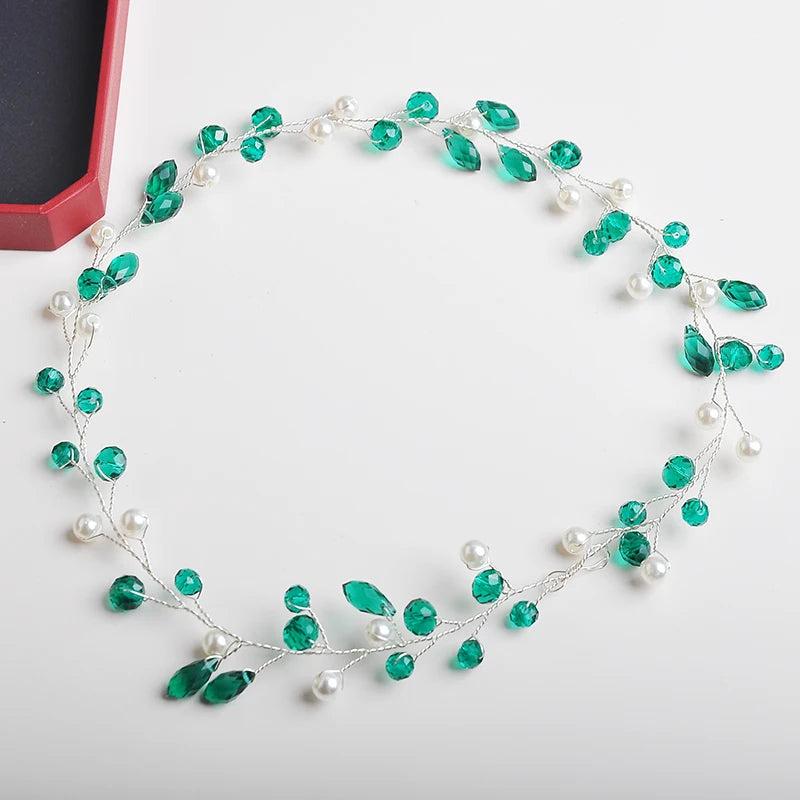 Pearl Green Plant Style Headbands for Women Wedding Hair Accessories