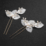 2 Pcs Organza Crystal Hairpins Wedding Headpiece