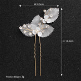 2 Pcs Organza Crystal Hairpins Wedding Headpiece