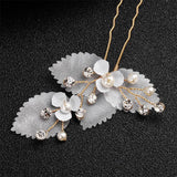 2 Pcs Organza Crystal Hairpins Wedding Headpiece