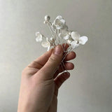 7Pcs Ceramic Flower Bridal Hairpin Tiara Pearl Wedding Headpiece