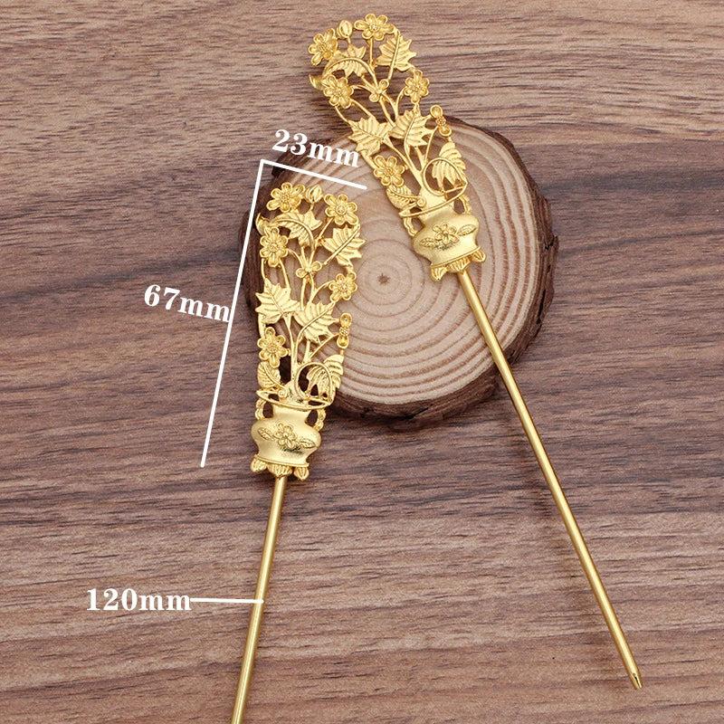 10 Pcs 23*180mm Filigree Metal Hair Sticks DIY Hair Accessories For Women