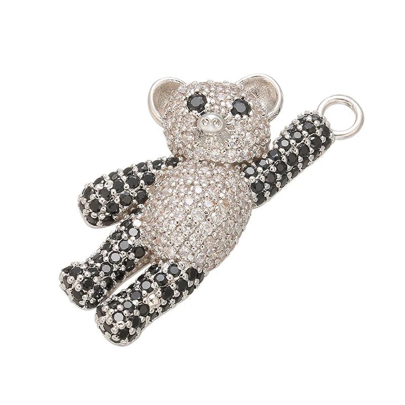 Brass CZ Crystal Bear Pendant for Women's Jewelry