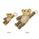 Brass CZ Crystal Bear Pendant for Women's Jewelry