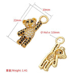 Brass CZ Crystal Bear Pendant for Women's Jewelry