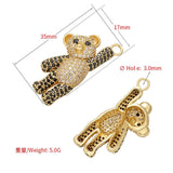 Brass CZ Crystal Bear Pendant for Women's Jewelry