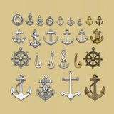 Antique Silver Anchor Rudder Fish Hook Charms for DIY Jewelry Making