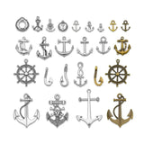 Antique Silver Anchor Rudder Fish Hook Charms for DIY Jewelry Making
