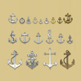 Antique Silver Anchor Rudder Fish Hook Charms for DIY Jewelry Making
