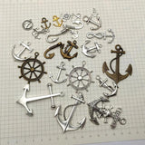 Antique Silver Anchor Rudder Fish Hook Charms for DIY Jewelry Making