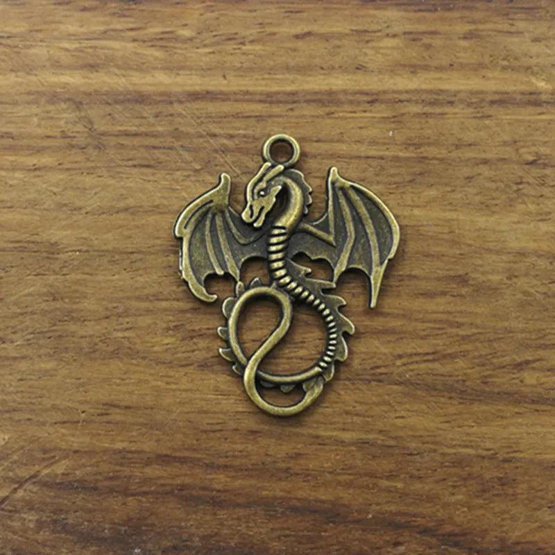 10pcs Dragon Loong Charms 34*27mm Tibetan Silver Plated Pendants
