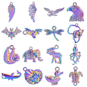10pcs/Lot Animal Pendants Rainbow Charms for Jewelry Making Supplies