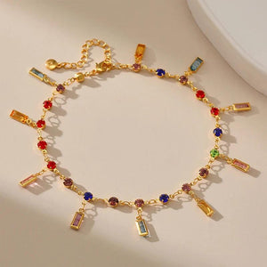 Boho Zircon Tassel Anklets Women Beach Foot Leg Chain Jewelry
