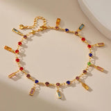 Boho Zircon Tassel Anklets Women Beach Foot Leg Chain Jewelry