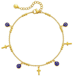 Evil Eye Anklets for Women Beach Accessories Leg Bracelet Stainless Steel