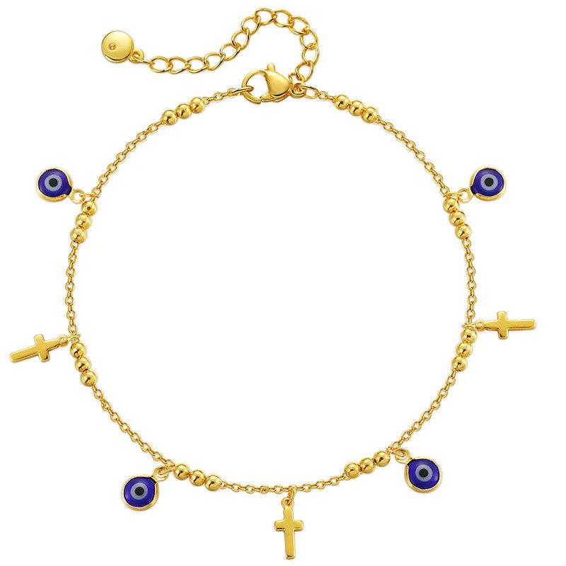 Evil Eye Anklets for Women Beach Accessories Leg Bracelet Stainless Steel