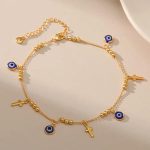 Evil Eye Anklets for Women Beach Accessories Leg Bracelet Stainless Steel
